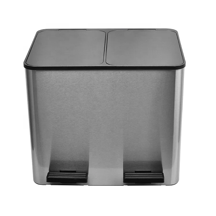 40l 60l Stainless Steel Trash And Recycle Bin Two Compartments
