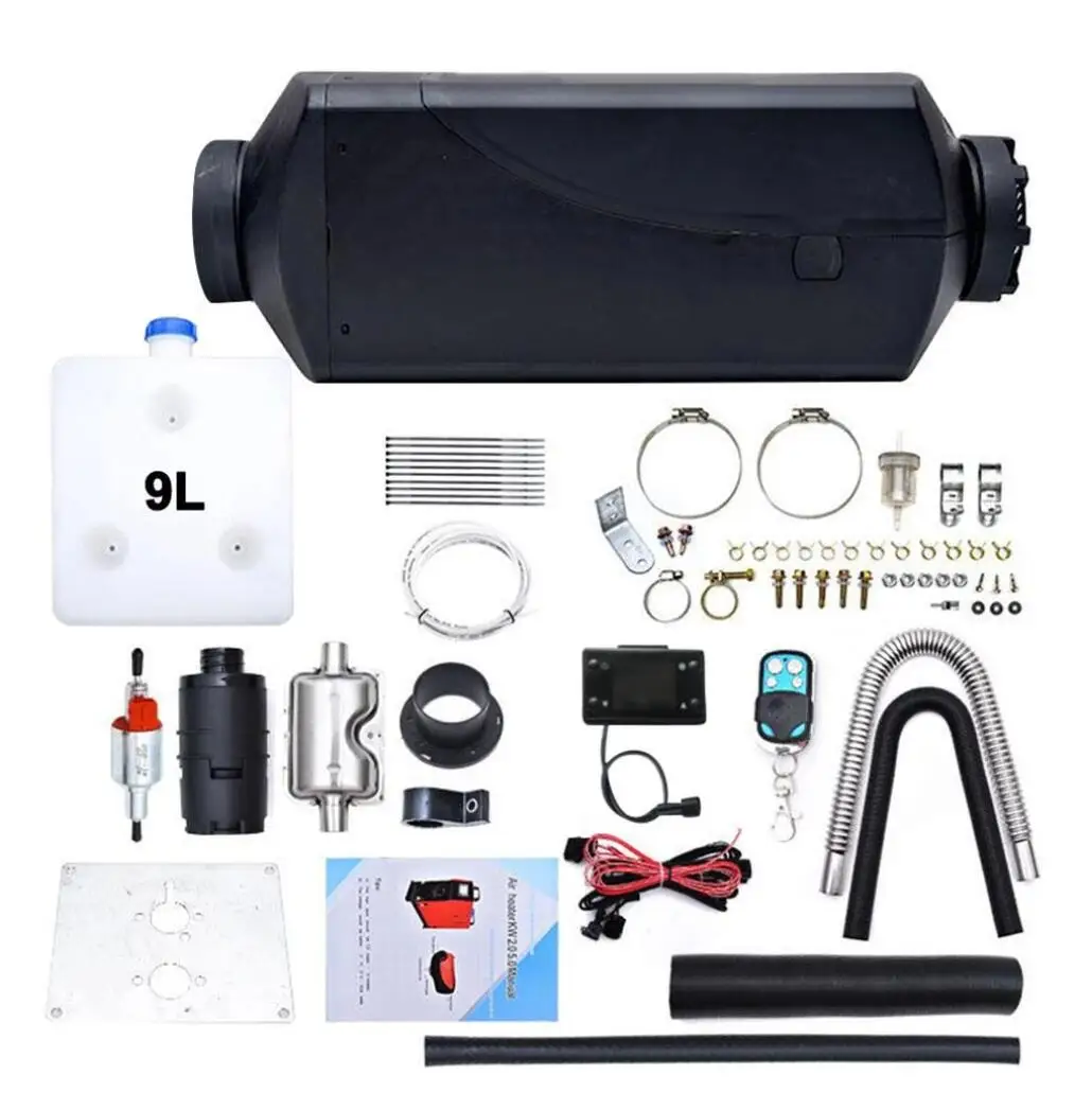 OkyRie LCD Thermostat Monitor & Remote Control Diesel Air Heater12V 24V 2KW Car Diesel Parking Heater For Bus Boat Motor-home