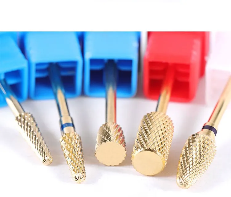 20 sizes blue gold colorful High quality luxury Color plated alloy tungsten steel grinding head Nail Drill Bits