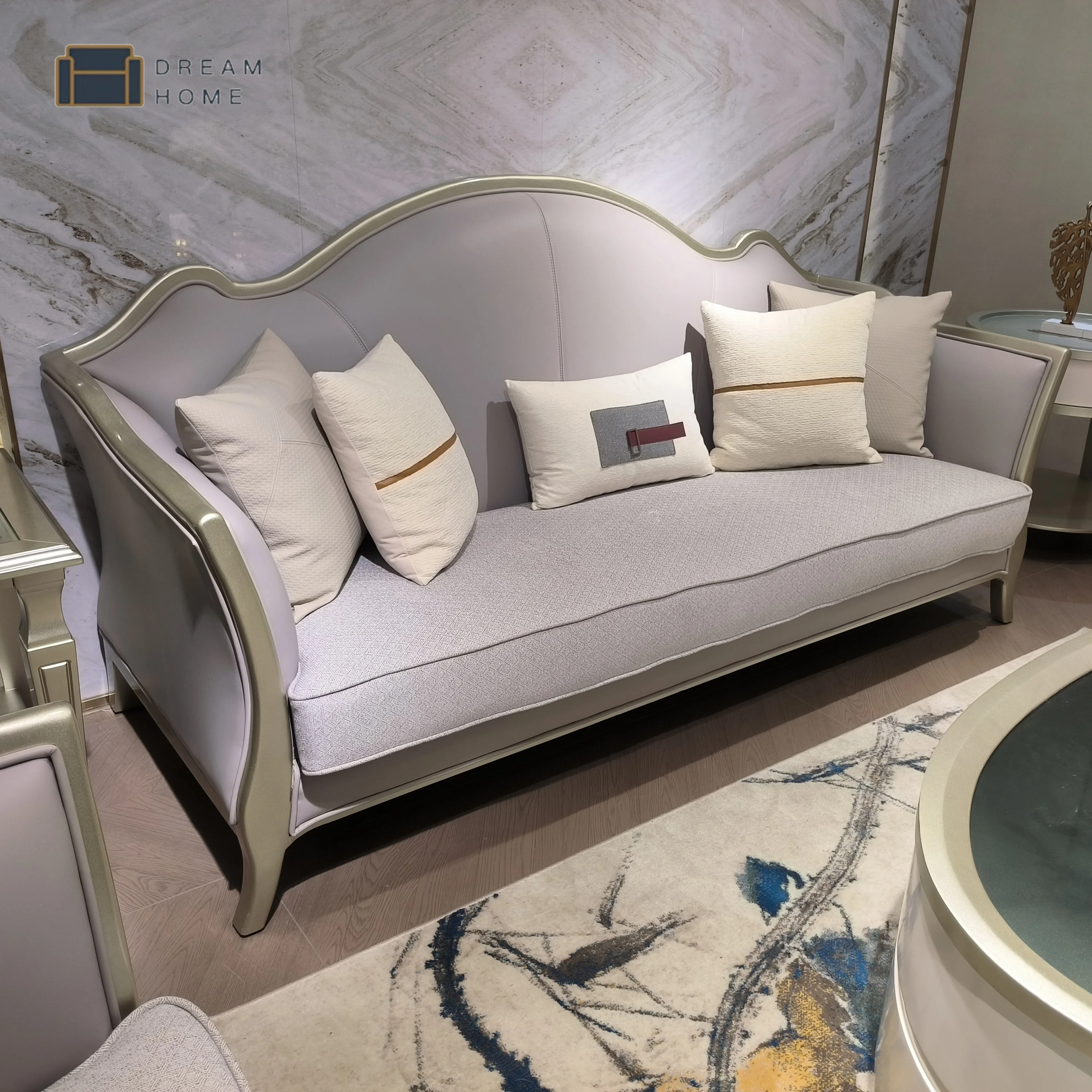 Luxury sectional sofa royal style modern design vintage leather three chair living room high quality customization furniture