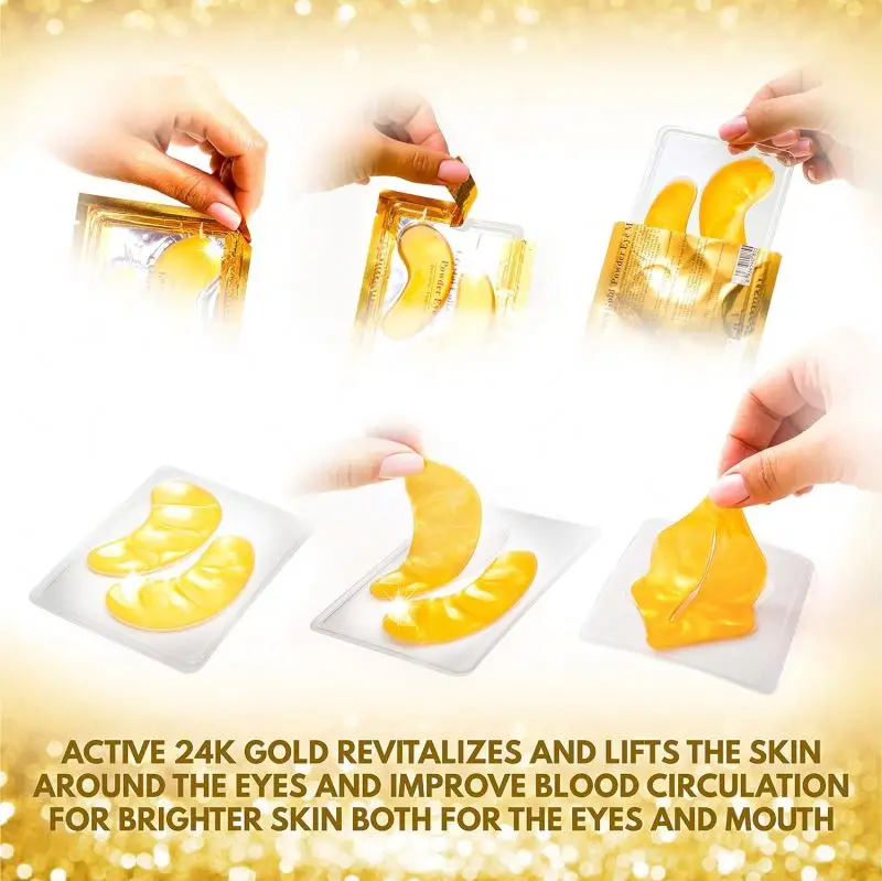 oem Skin Care Moisturising Hydrating Crystal 24K Gold Powder Gel Collagen Eyes Masks Sheet Patch