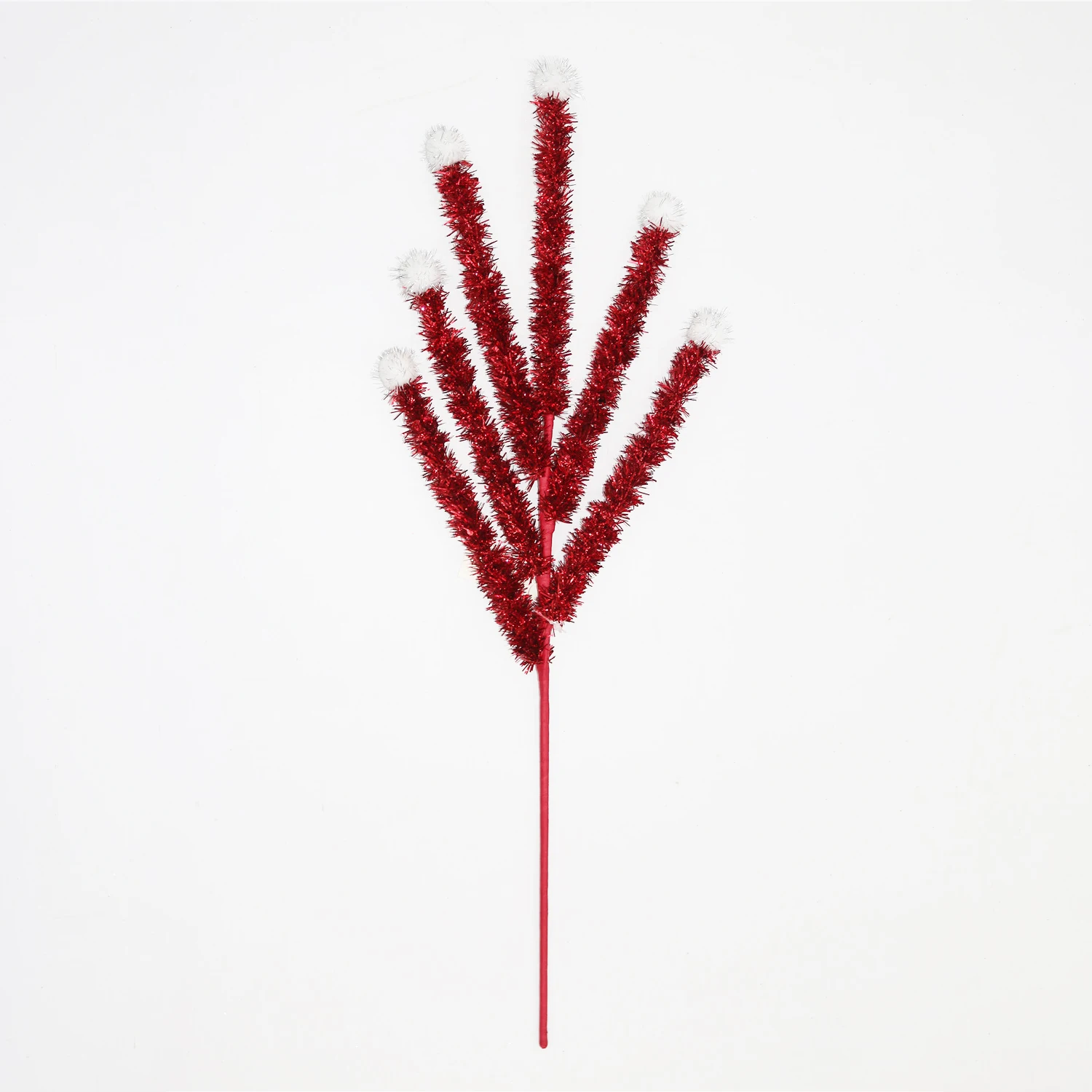 Hot Selling Christmas Grass Branches Artificial Leaves with Balls Picks Spray Glitter Christmas Tree Decorative Leaf Branches