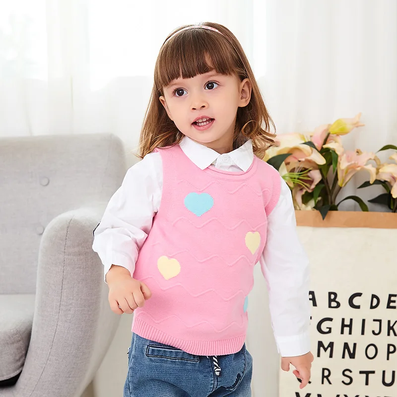 
Весенний Трикотажный жилет для девочек 2021, милый жилет для мальчиков, детский топ из чесаного хлопка без катышков, хлопковая ткань, повседневный жилет с круглым вырезом 