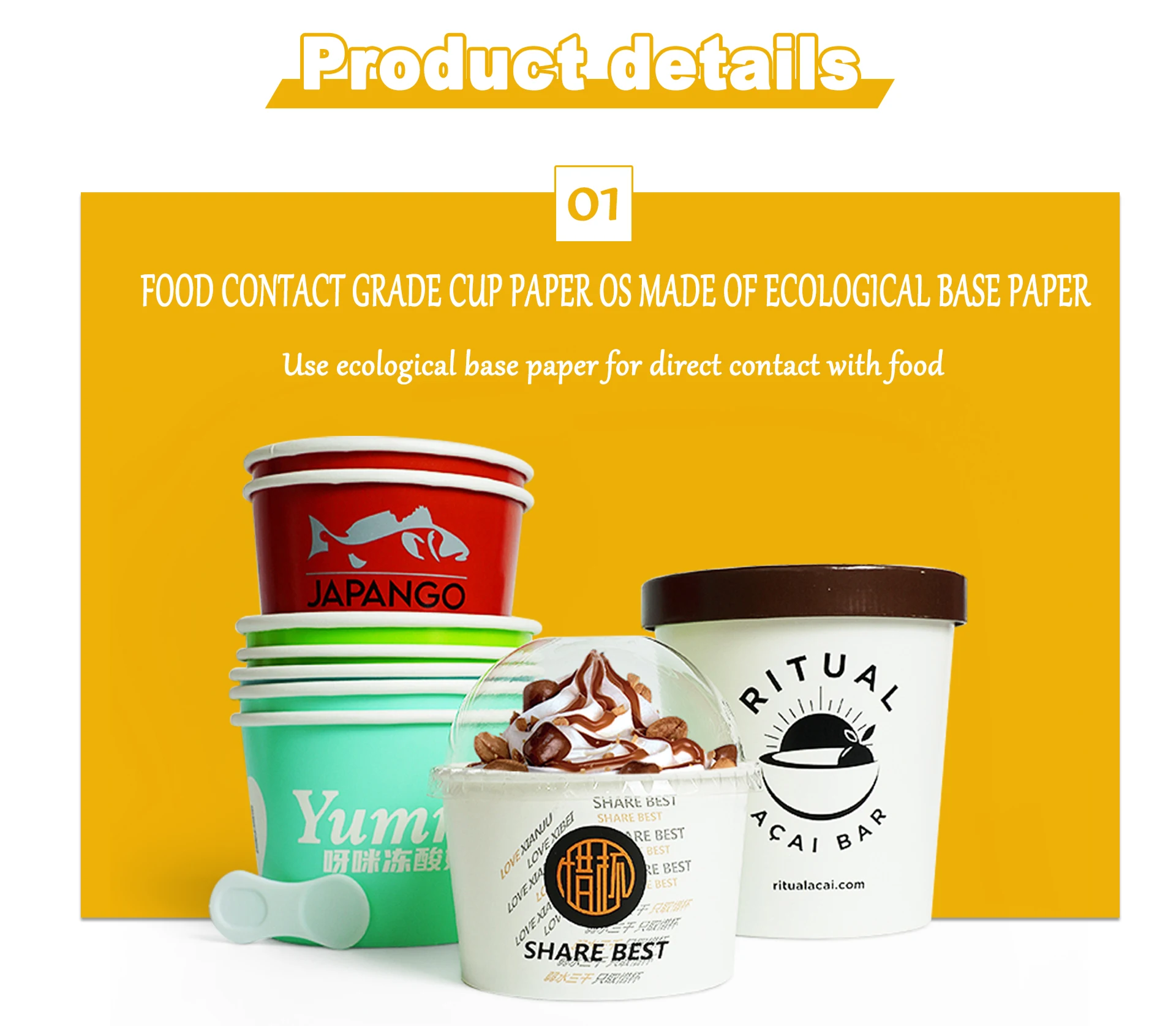 Paper container food grade icecream cups packaging ice cream paper cup