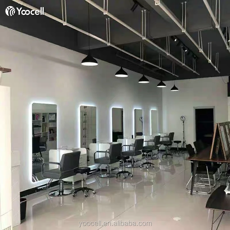 Wholesale Mirror Styling Station Shop Salon Station Hair Styling Mirror With Led Light