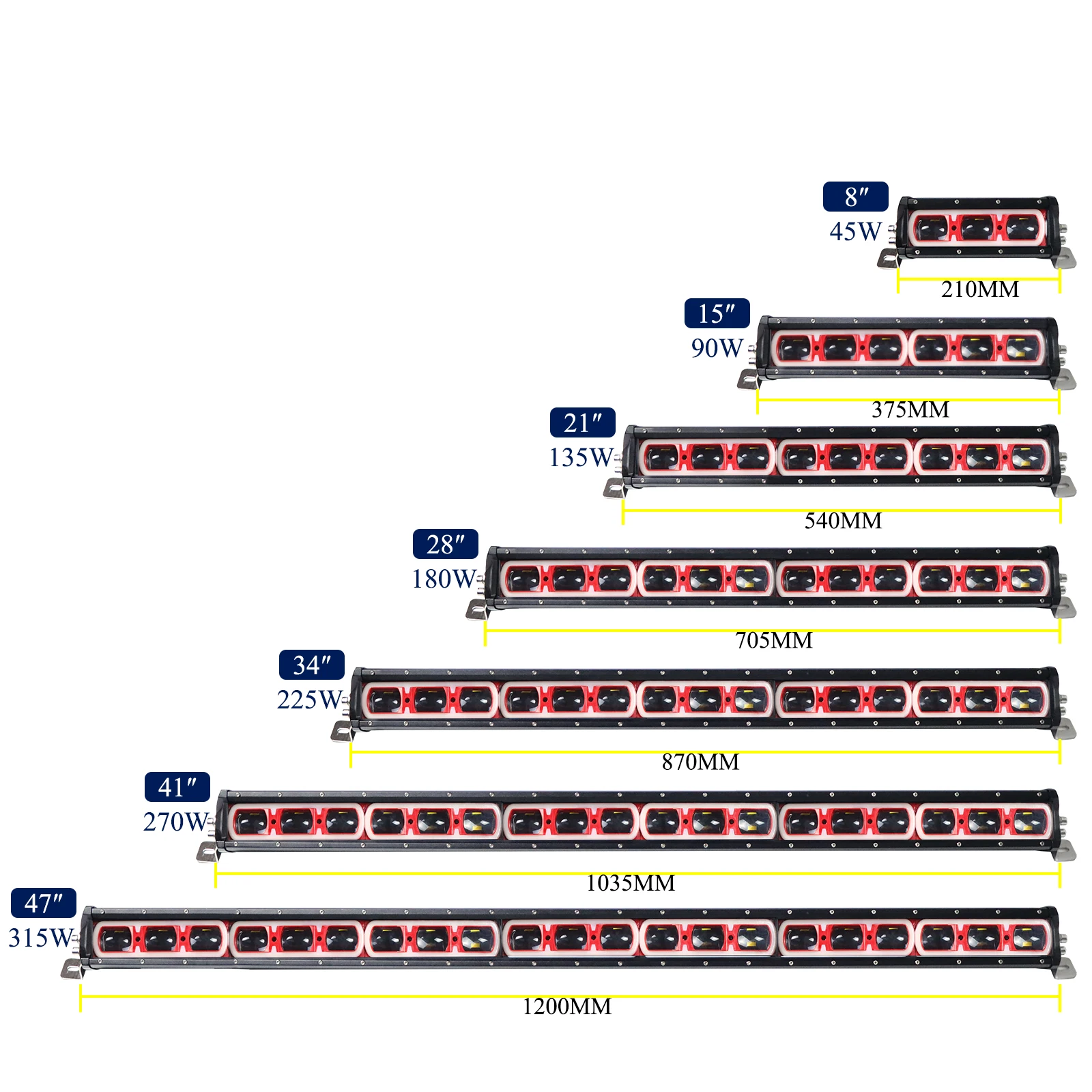 6D меняющий Цвет стробоскоп мигающий режимы точечный прожектор комбинированный луч 8 15 21 28 34 41 дюйм RGB светодиодная световая балка для внедорожника