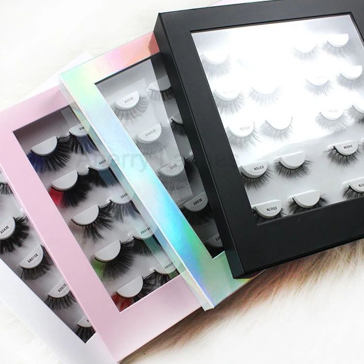 Пустой 10 Пара 16 пара lashbook с фокусным расстоянием 25 мм Ленточные Искусственные ресницы упаковочная коробка по индивидуальному заказу; Цвет розовый; Голографическая Магнитная коробка с подносом