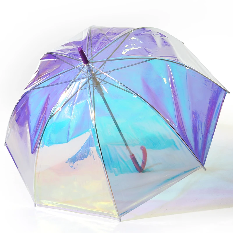 Plastic umbrella colorful custom clear transparent umbrella with logo print for woman