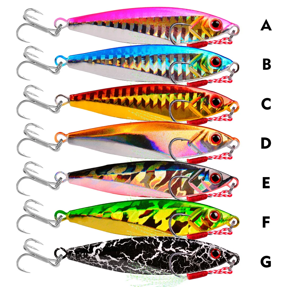 Isca Artificial Fishing Lure Metal Slow Pitch Jig Lure 14g 21g 30g Spinner Bait Buzzbait Casting Vertical Jigging Lure Saltwater