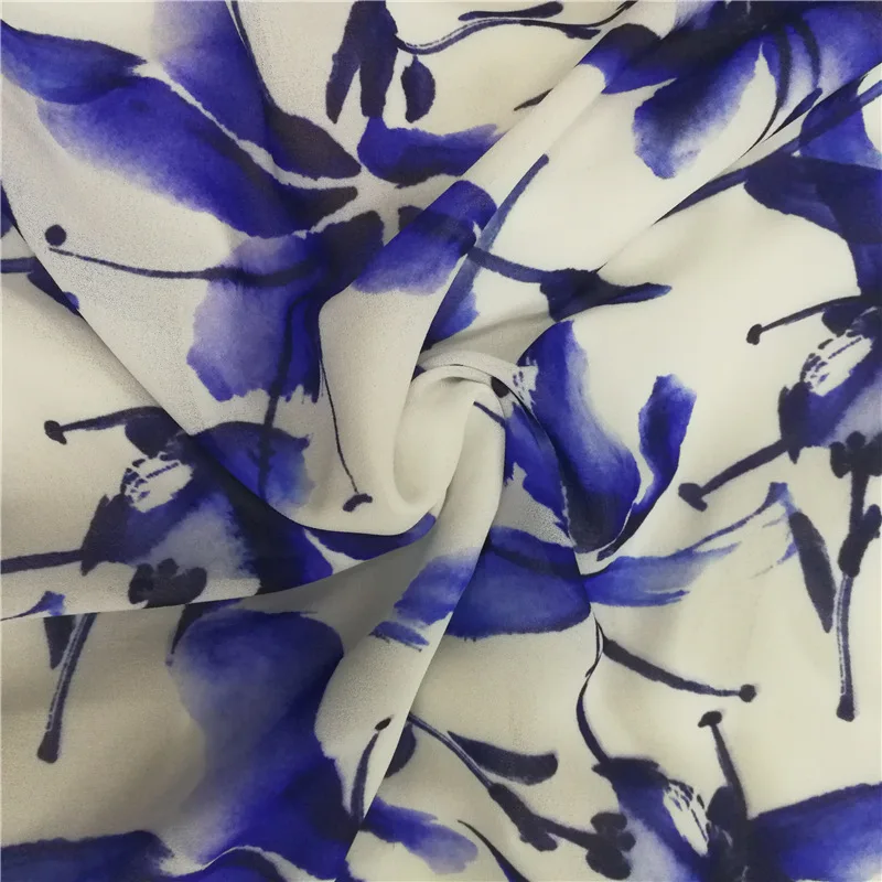 Digital Print Silk Fabric for Dresses Clothing Custom Satin Polyester Fabric
