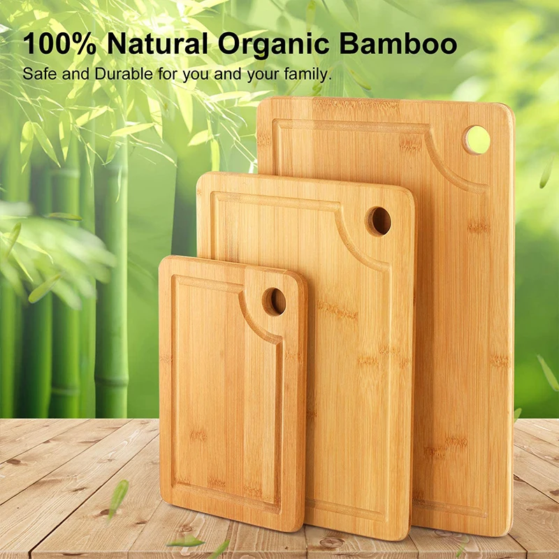 Deep sink Bamboo cutting board sublimation Wood Cutting Board with Drip Groove Used for fruits, vegetables and meat set