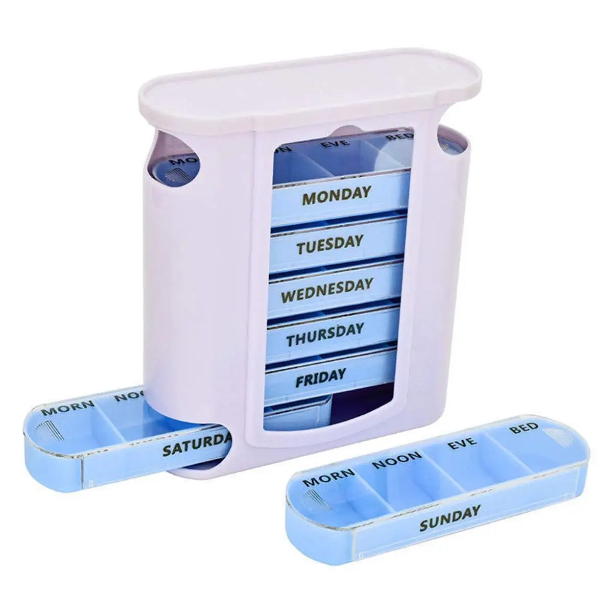 NBBLUESKY Pill Box 7 Days 4 Compartments Pill Box 1 Week Medicine Box  Organiser
