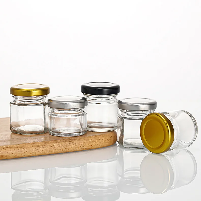 25ml35ml 45ml mini jam honey  jar airtight round square glass jars with lid