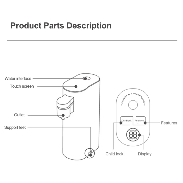 Desktop Touch-control Quick Hot and Cold 5-speed Mini Water Dispenser For Office