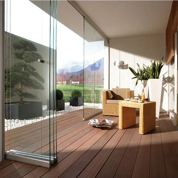 Topbright aluminum hardware water proof tempered lowes glazed exterior glass frameless folding doors