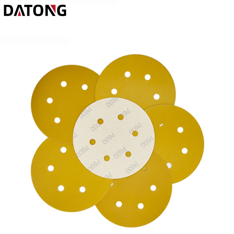 Заводская Высококачественная абразивная наждачная бумага Datong 6 дюймов отверстий зернистость 100 круглый керамический желтый шлифовальный диск для металла и