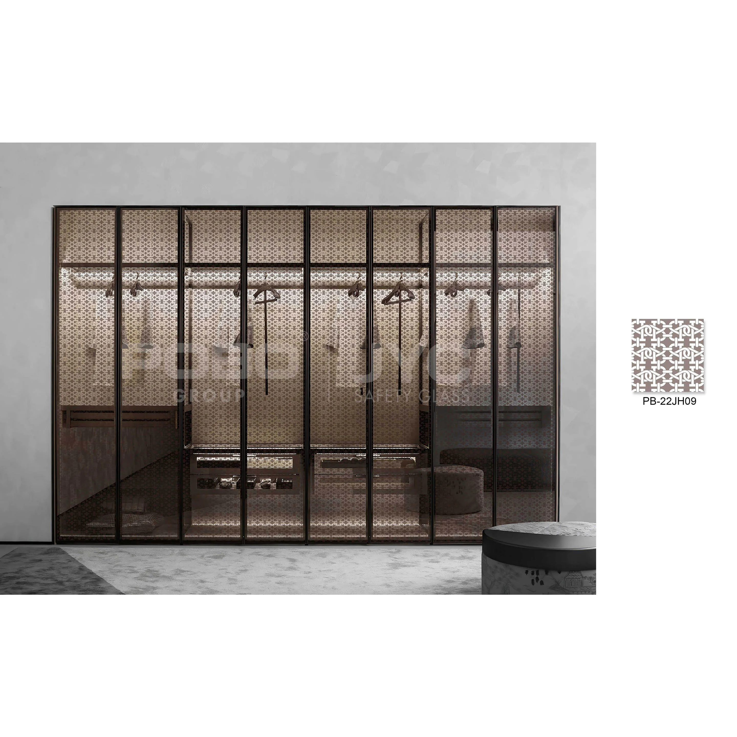 Waterproof Sliding Door Double Glazed Tempered Glass Large Swing Doors for Closets Wardrobes Cupboard
