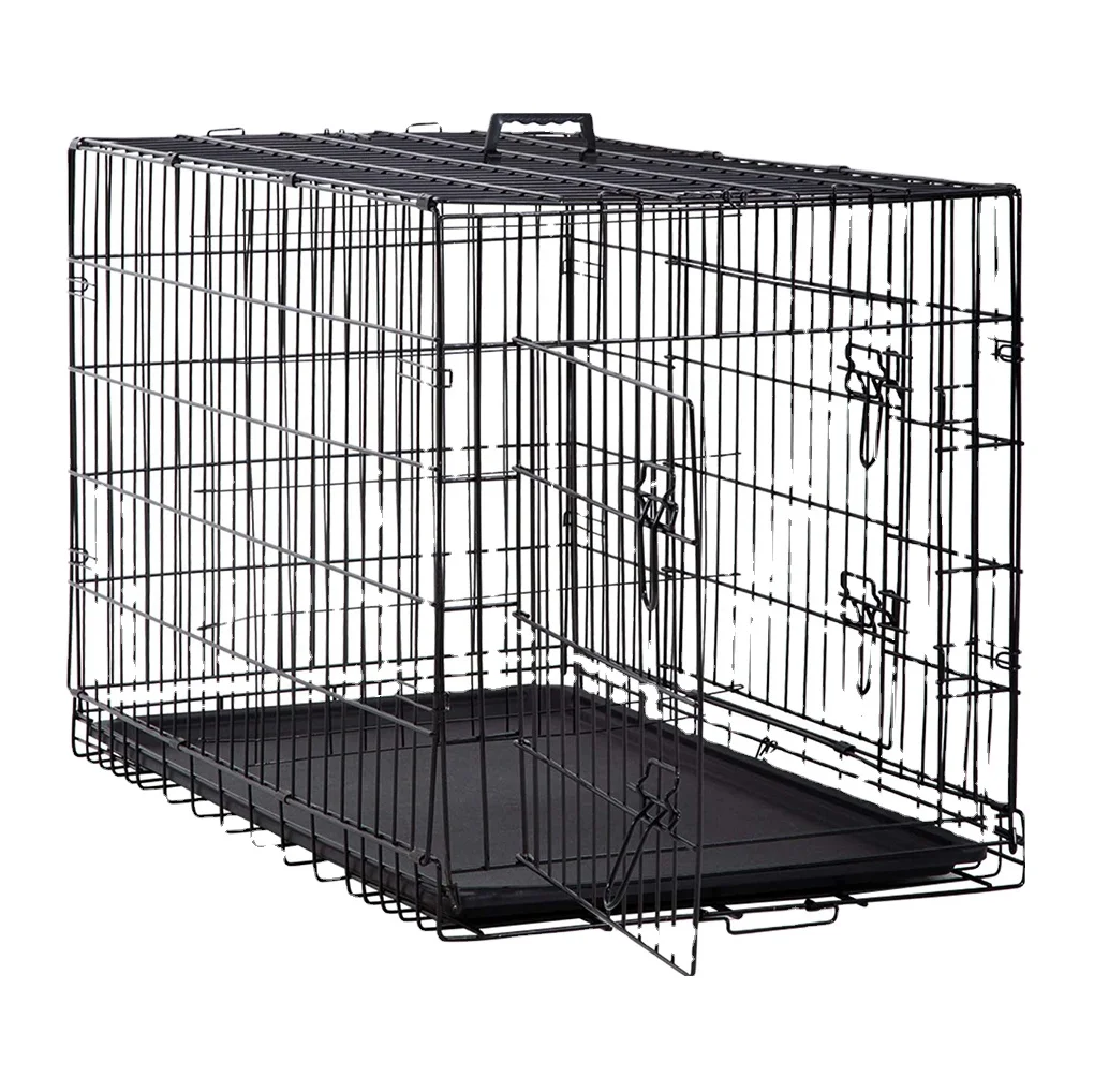 48 Inch Large Dog Crate Black Metal Dog Cages Pet Cages for Large Animals