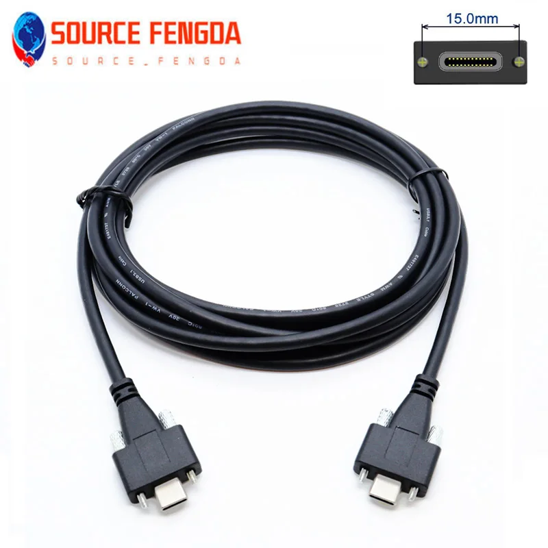 High quality custom USB cable Type-c 3.0 extension cable male to male with panel fixed screws for device connection