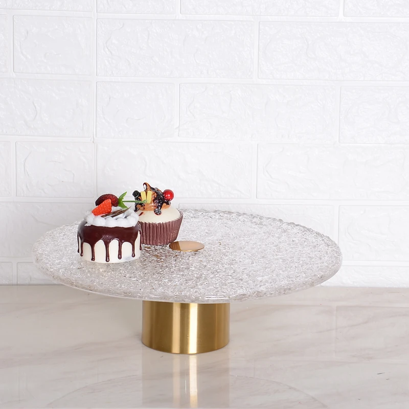 Modern Home Decorative High-End  Brass Hand Stand Glass Fruit Bowl