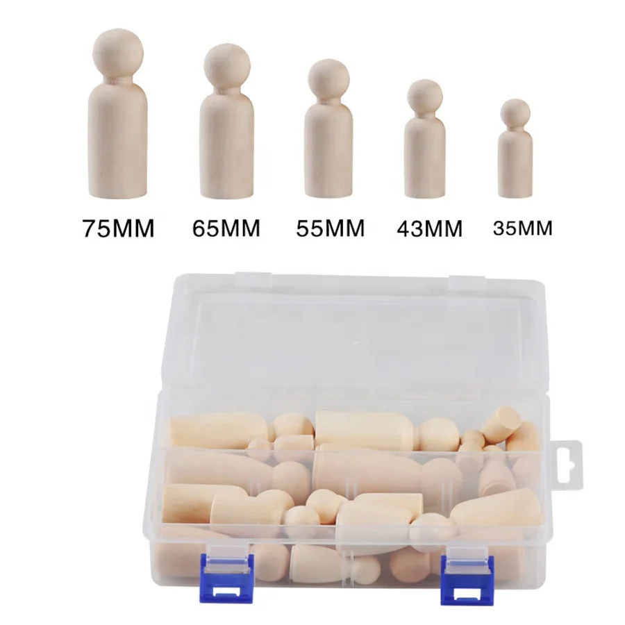 mini kokeshi wooden figures peg family angel dolls unfinished craft set people toddler toys educational diy art woodpeckers
