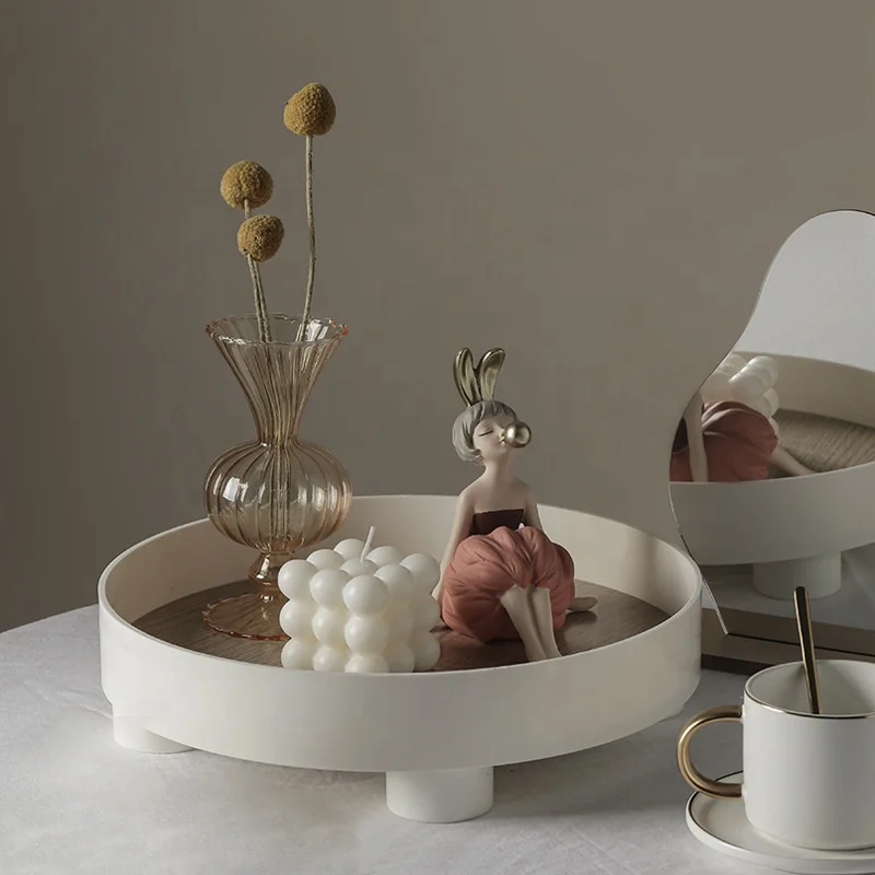 Round dressing table toilet plate rack decorative storage jewelry tray