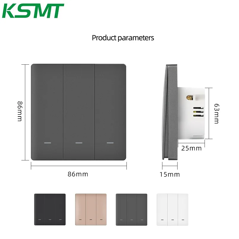 Kaisi Smart Life Wireless Push Button Switch EU 86 Size Voice Control Timer Alexa Google WiFi Smart fan Light Wall Switch