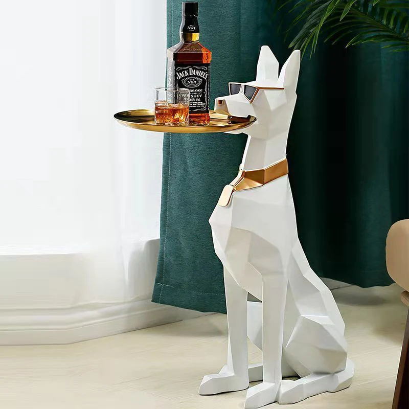 Factory Price Coffee Tables Luxury Gentleman Dog Statue Floor Standing Ornaments Creative Modern Side Tables Living Room