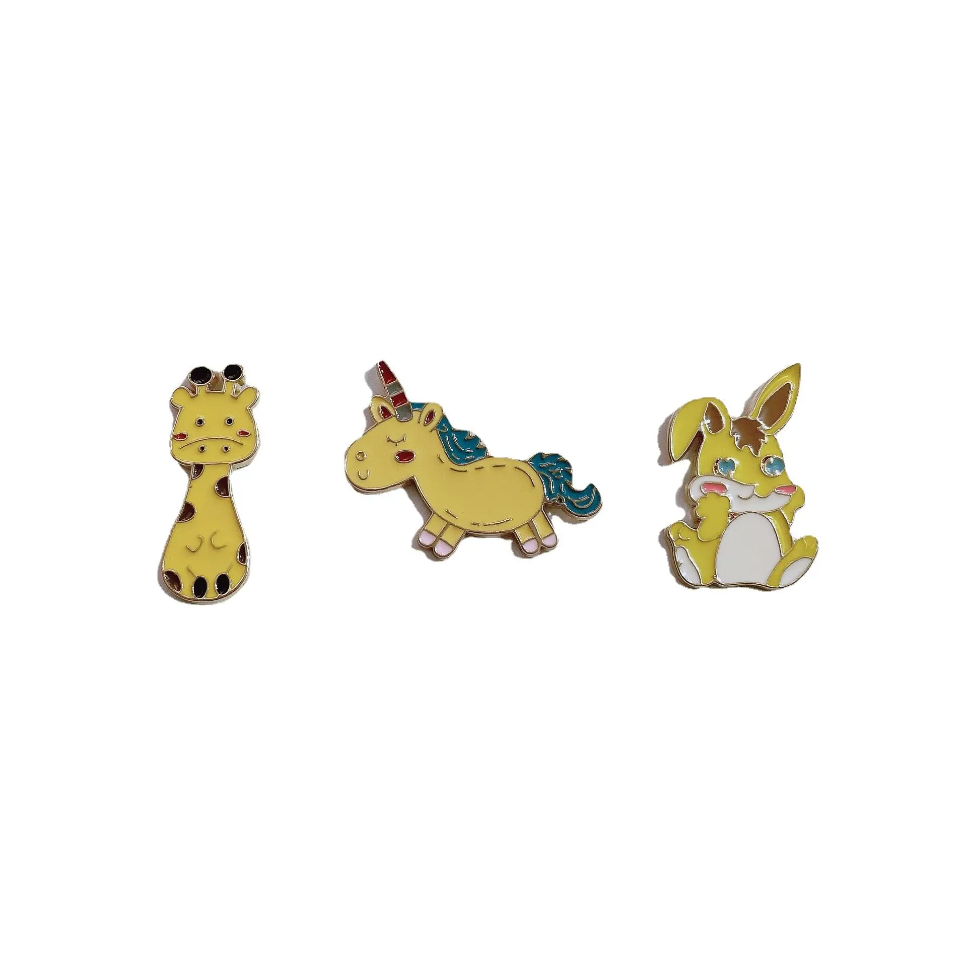 Hot Selling Wholesale Cartoon Cute Unicorn Brooch Japanese Ins Giraffe Personality Versatile Metal Badge Accessories