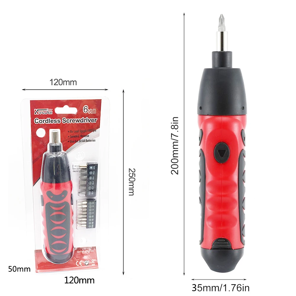 KCS12B-S14B 6V AA battery powered Cordless Screwdriver 14pcs 25mm bits blister package home use DIY wholesale tools kit