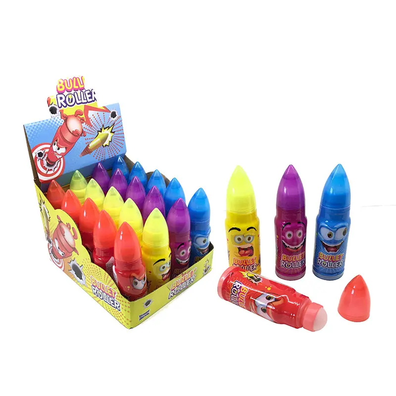 Whosale Fruit Multi-Flavor Syrup Bullet Shape Rolly Licking Liquid Candy