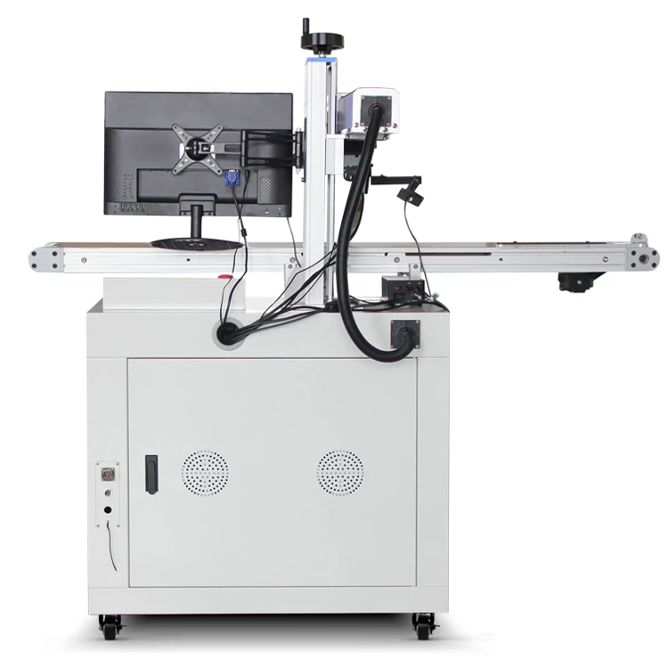 Raycus 30w visual positioning fiber laser marking machine for electronic parts keychain USB key