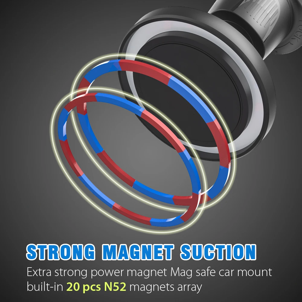 15W Magnetic Wireless Car Charger Fast charging Magsafe Car Phone Holder Strong Magnet Mobile Phone holder for Car mount stand