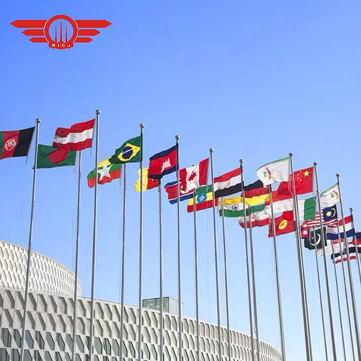 RICJ Supply Silver Spinning Outdoor Free Standing 8m 9m 10m Aluminium Flag Pole Stainless Steel Electric Flagpole