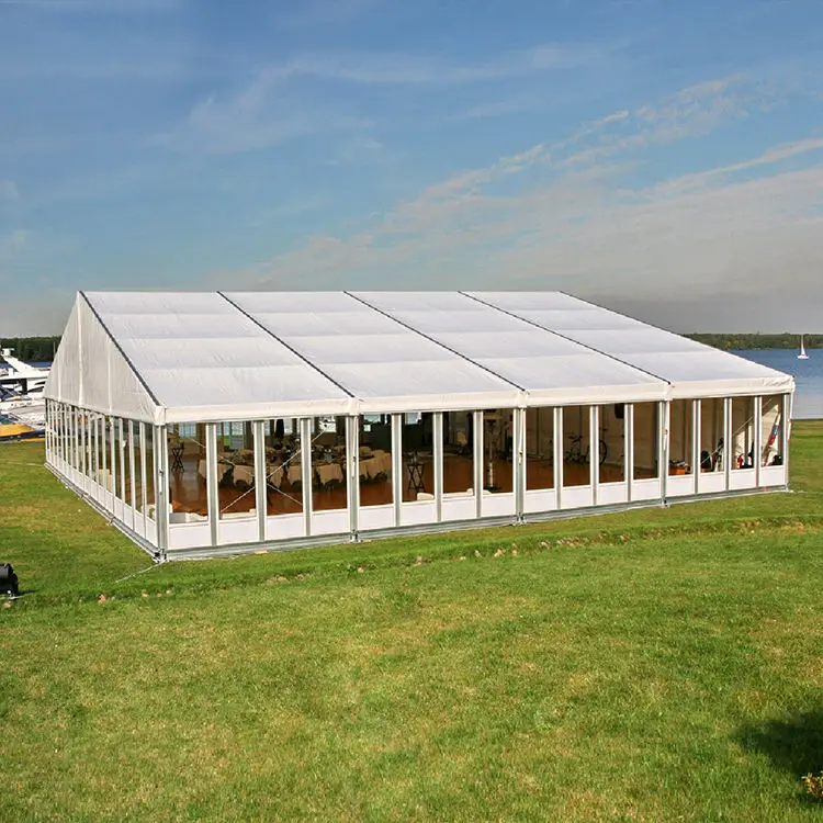 outdoor dining big party white restaurant stretch events wedding tent