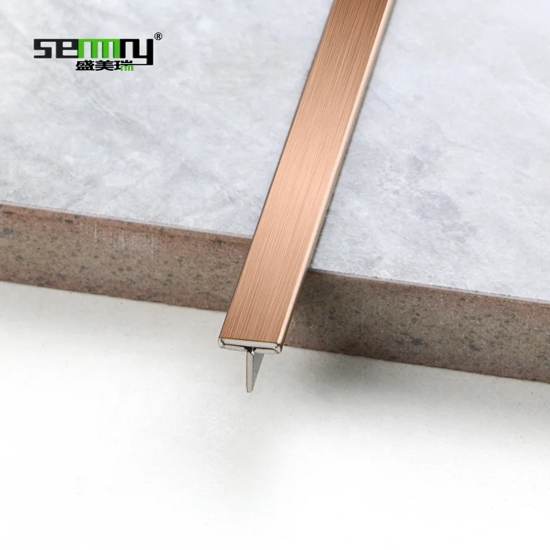 Hot Sale Factory Direct Stainless Steel T Shape Transition Trim For Tiles Stainless Steel T Shaped Metal Ceramic Wall Tile Trim