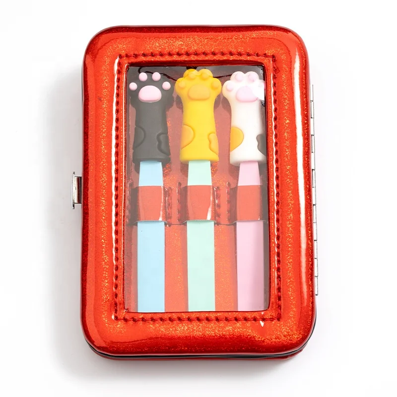 3pcs Stainless Steel Eyebrow Tweezers Set Protective PVC Case Hair Plucker for Facial Hair Splinter and Ingrown Hair Removal