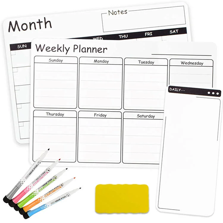 Magnetic Dry Erase White Board Weekly  Whiteboard Fridge  Magnetic Weekly Planner