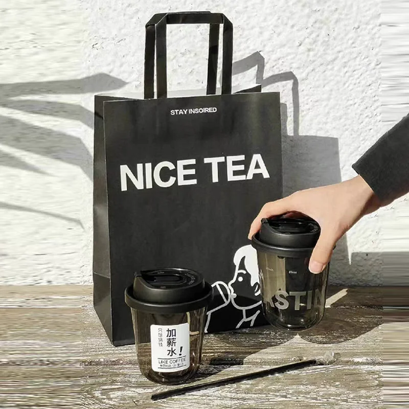 Cost Effective White Kraft Paper Coffee Bag Custom Paper Lunch Party Bag With Flat Handle