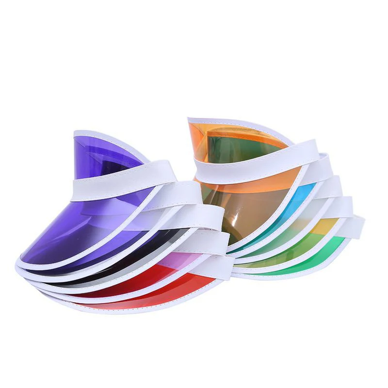 Stock UV Protection Plastic PVC Visor Cap Beach Airtop Sun visor Hat Promotion Advertising Tuorist Team Cap Custom Logo