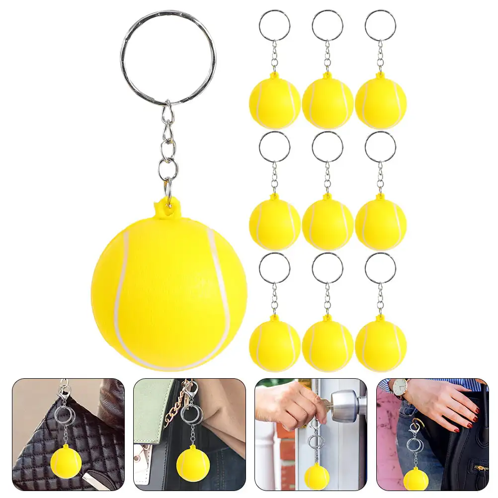 New Product Chain Key Ring Keychain Tennis Pu Foam Stress Ball For Decorative accessories