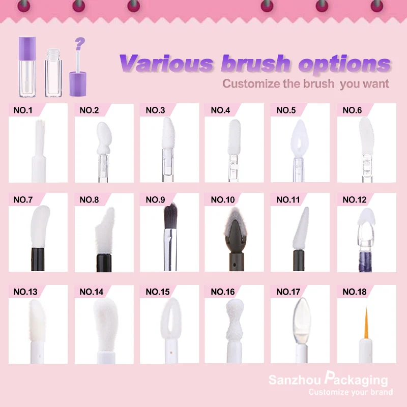 Unique lip gloss tube PETG transparent luxury lipgloss bottle liptint empty container lip oil tube with brush