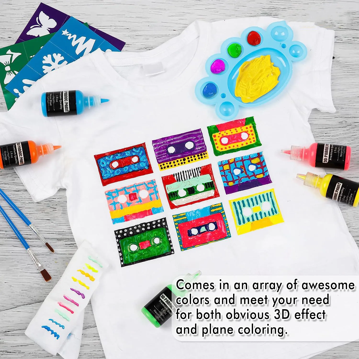45 colors 3D permanent fabric paint for clothes fabric paint glow in the dark metallic paint for fabric