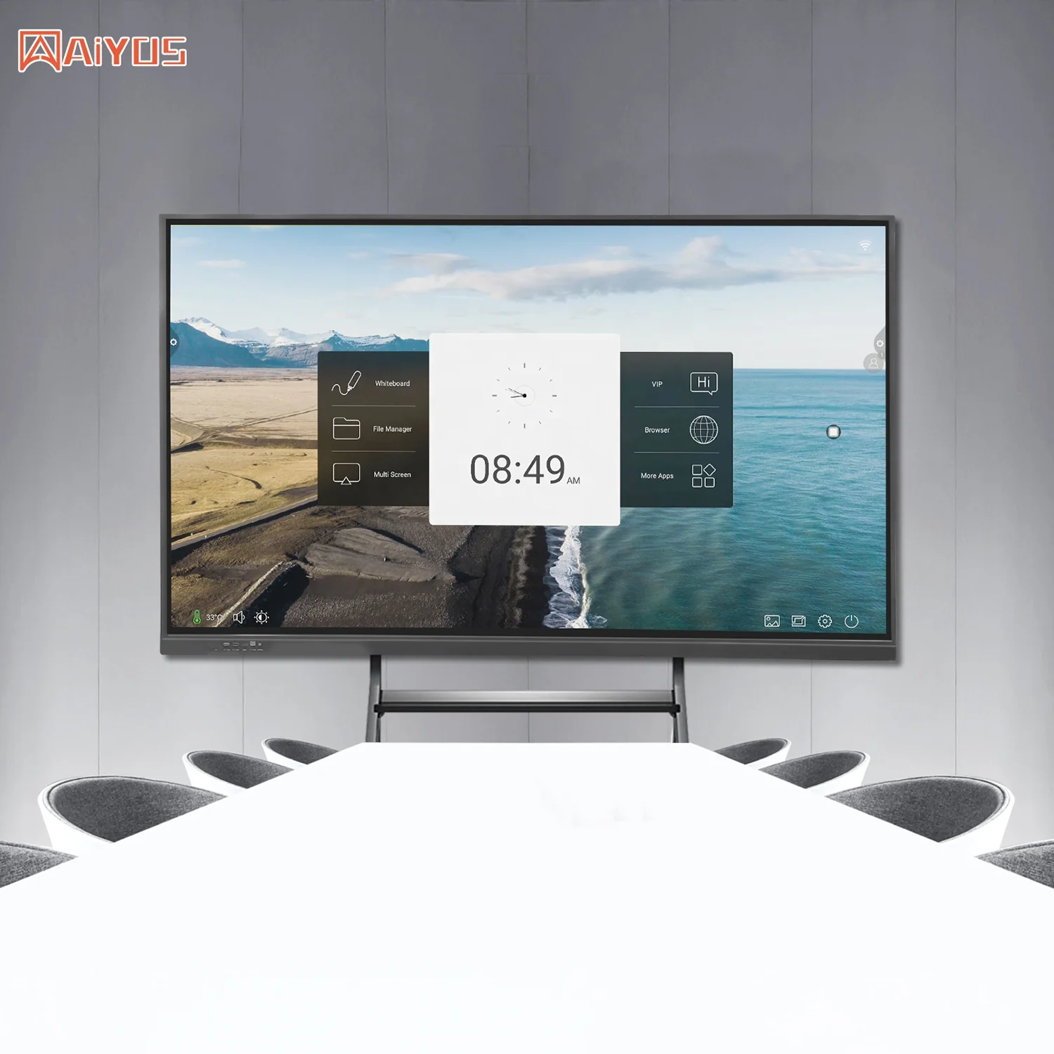 AIYOS 65 inch 4K 20points Android system 4+32GB IR touch wall-mounted interactive boards for schools
