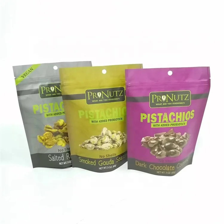 2022 New Design 85g 3oz Pistachio Nuts Dried Food Packing Matte Reusable Bags Fresh Food Storage Bag Snacks Zipper Pouch