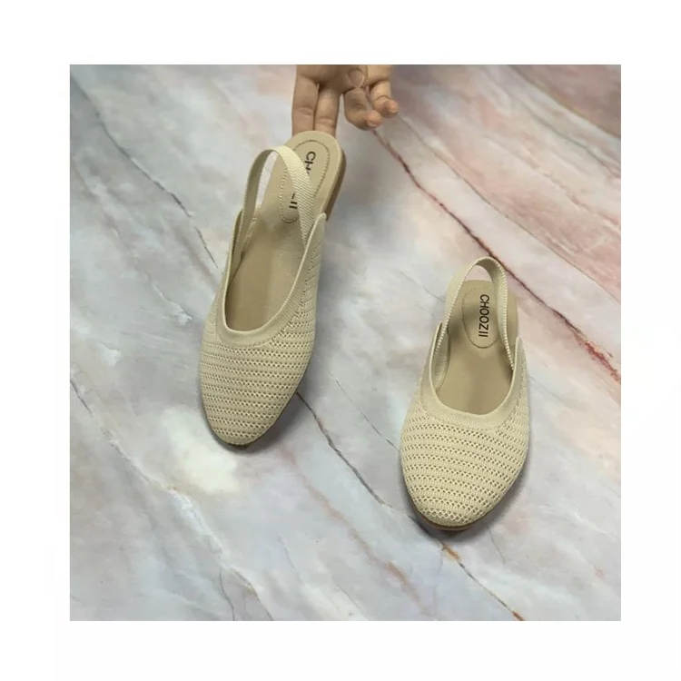 Choozii Fashion High-end Knit Fabric Upper Sling Back Women Flat Sandals