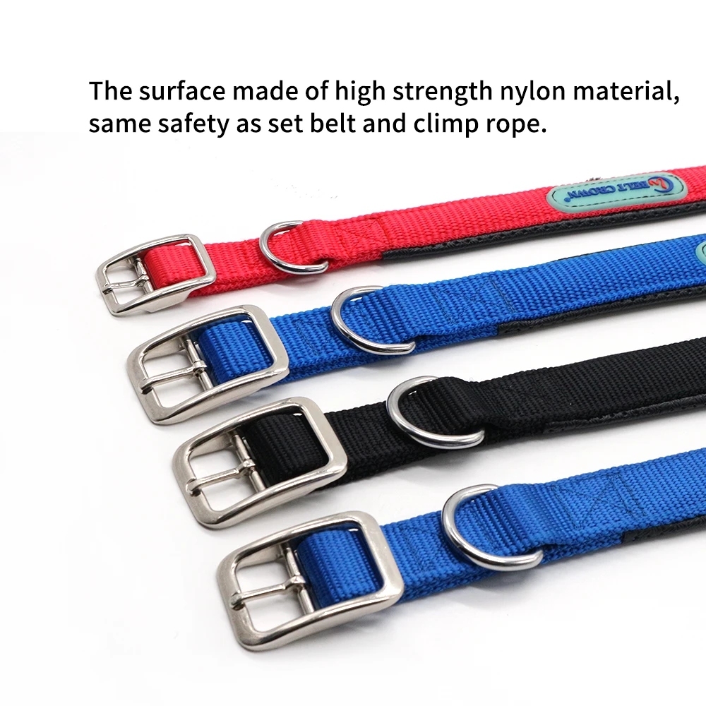 Belt Crown Adjustable Double Thick Heavy Duty Tough Nylon Dog Collar with Metal D Ring & Buckle