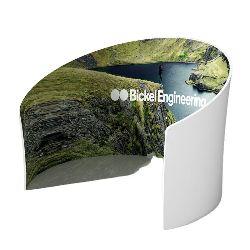 Semi Circle Shape curved fabric exhibition booth fold up stretch green screen backdrops