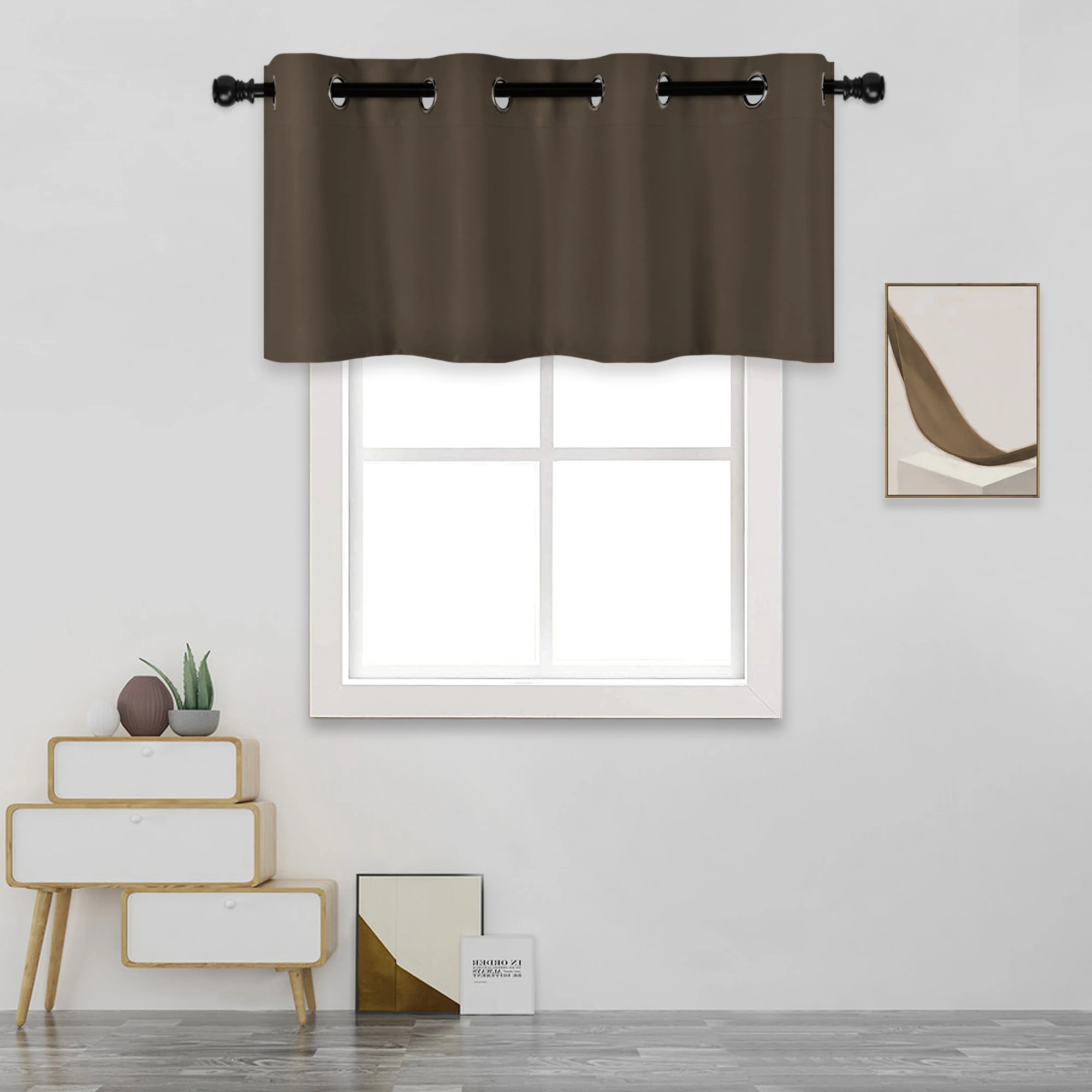 52x18 дюймов коричневый плотные подзор 100% полиэстер втулка стиль балдахин 1 шт./упак.