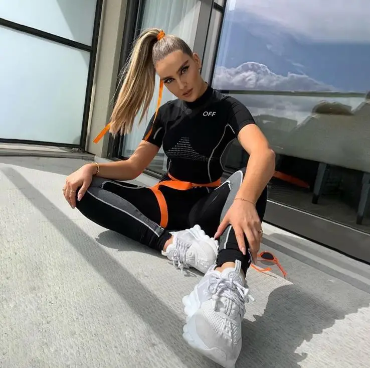 2020 new fashion slim-fit hip-lifting sports jumpsuit printed high waist casual ladies short-sleeved track and field sportswear